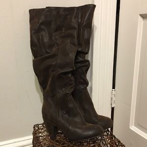 🤑Sale🤑Brown Soft Vegan Leather Slouchy Pirate Boots